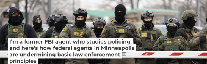 U.S. Border Patrol agents stand guard at the Bishop Henry Whipple Federal Building in Minneapolis, Minn., on Jan. 8, 2026. Charly Triballeau/AFP via Getty Images